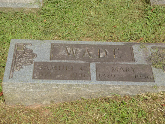Samuel C. and Mary Wade Headstone.
